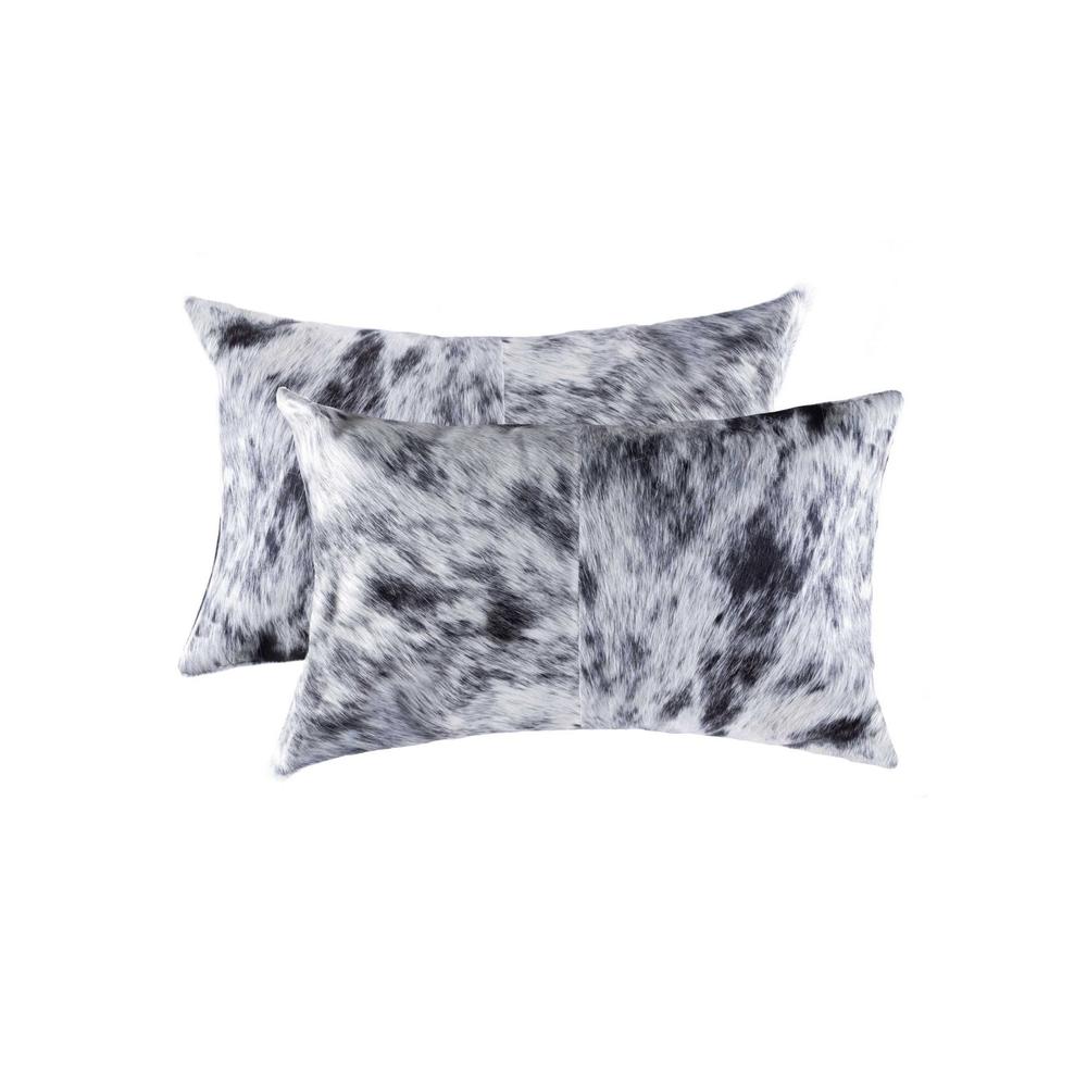 12" x 20" x 5" Salt And Pepper Black And White Cowhide  Pillow 2 Pack - 328291. Picture 1