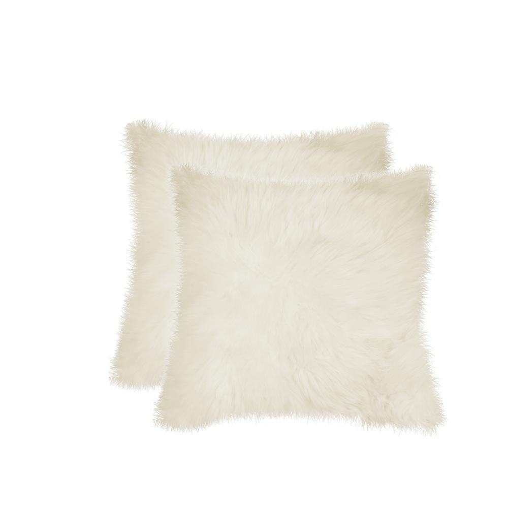 18" x 18" Natural Sheepskin Fur Set of 2 Pillow - 328292. Picture 1