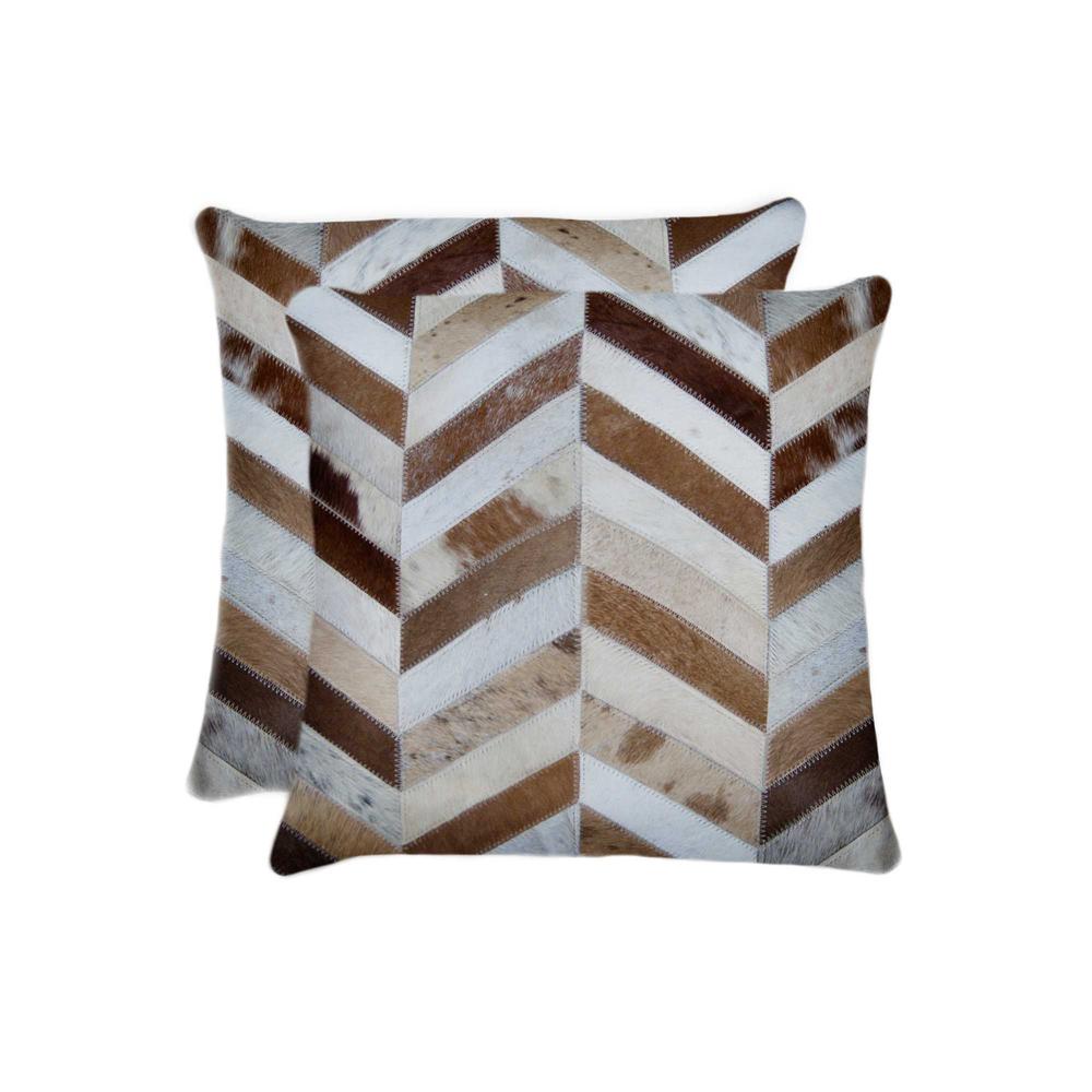 18" x 18" x 5" Modern And Natural Cowhide  Pillow 2 Pack - 328296. Picture 1