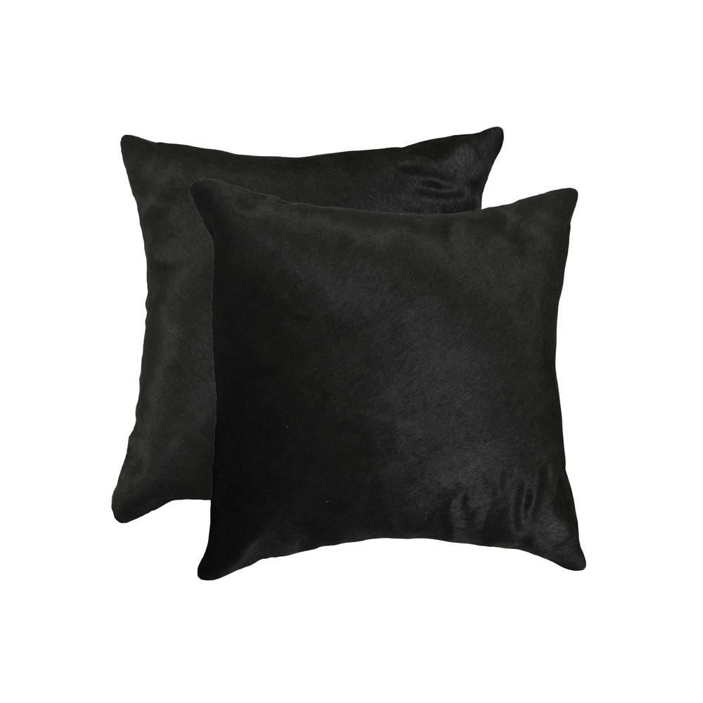18" x 18" x 5" Black Torino Cowhide  Pillow 2 Pack - 328298. Picture 1