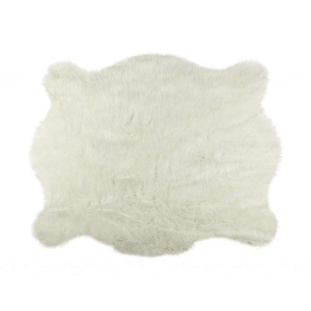 63" x 90" Off White, Polar Bear Faux Hide - Area Rug - 328303. Picture 1