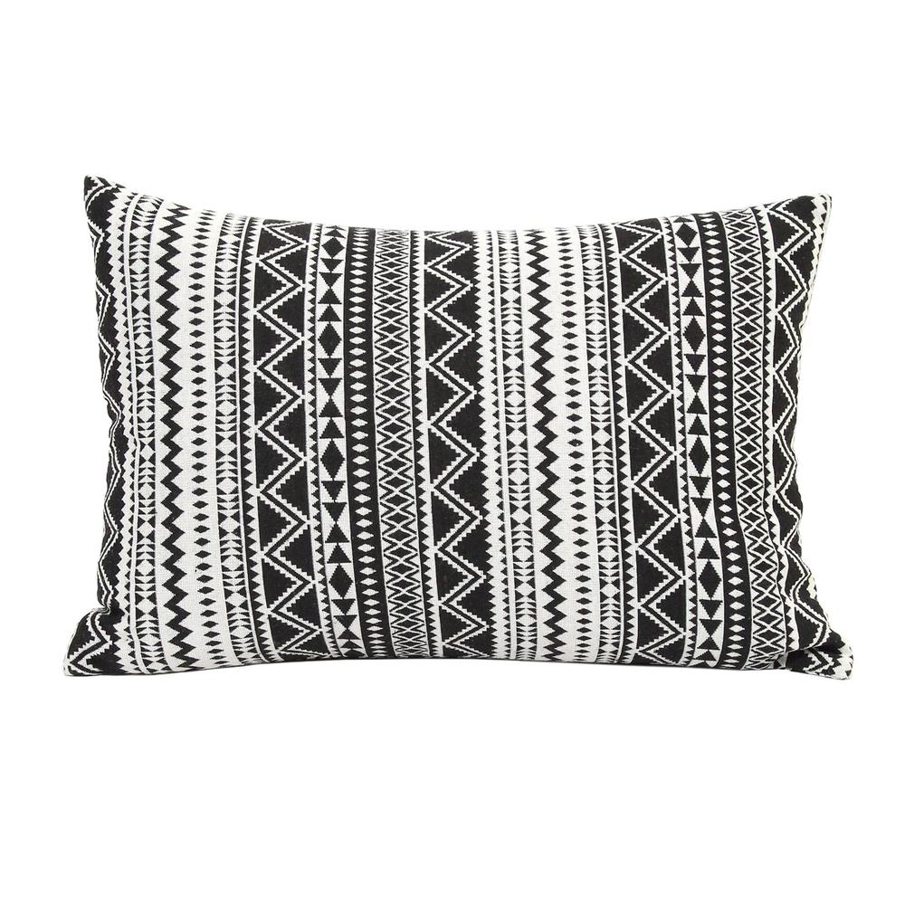Modern Boho Black And White Stripe Lumbar Accent Pillow - 329328. Picture 1