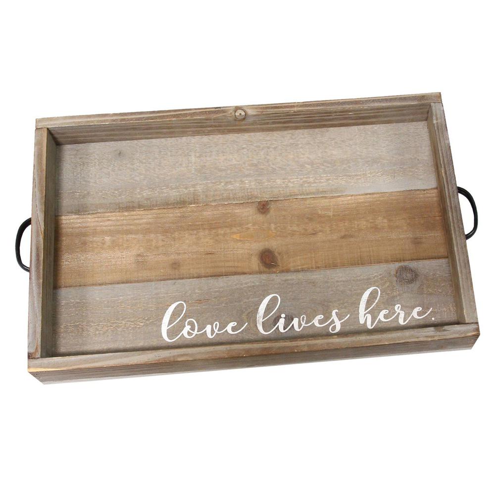 Distressed Love Lives Here Wood Serving Tray - 329345. Picture 1