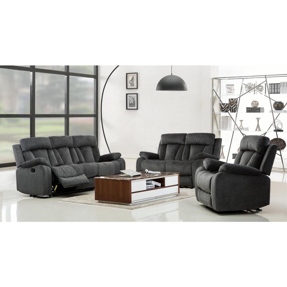 120" Modern Grey Fabric Sofa Set - 329386. Picture 1
