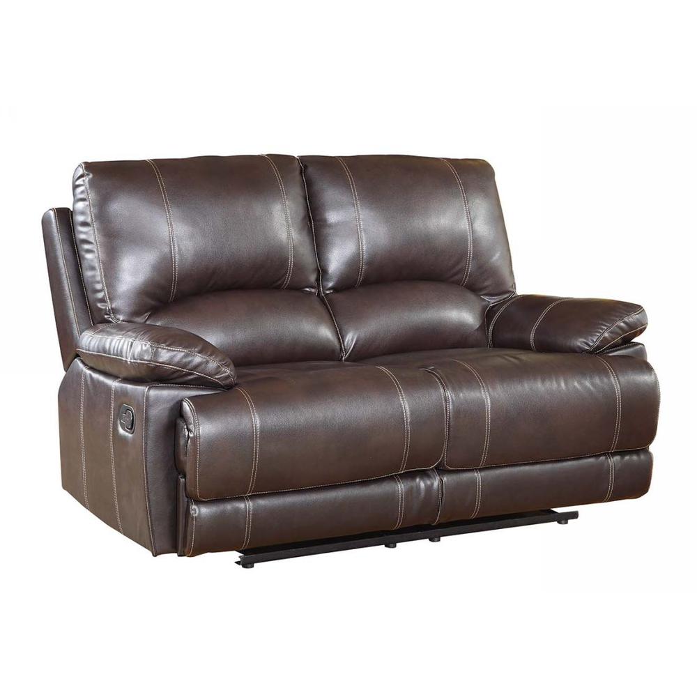 41" Stylish Brown Leather Loveseat - 329408. Picture 1