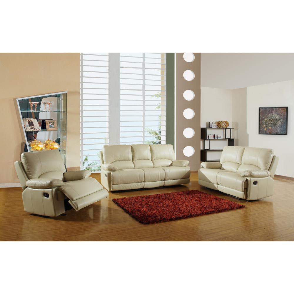 165" Stylish Beige Leather Sofa Set - 329411. Picture 1