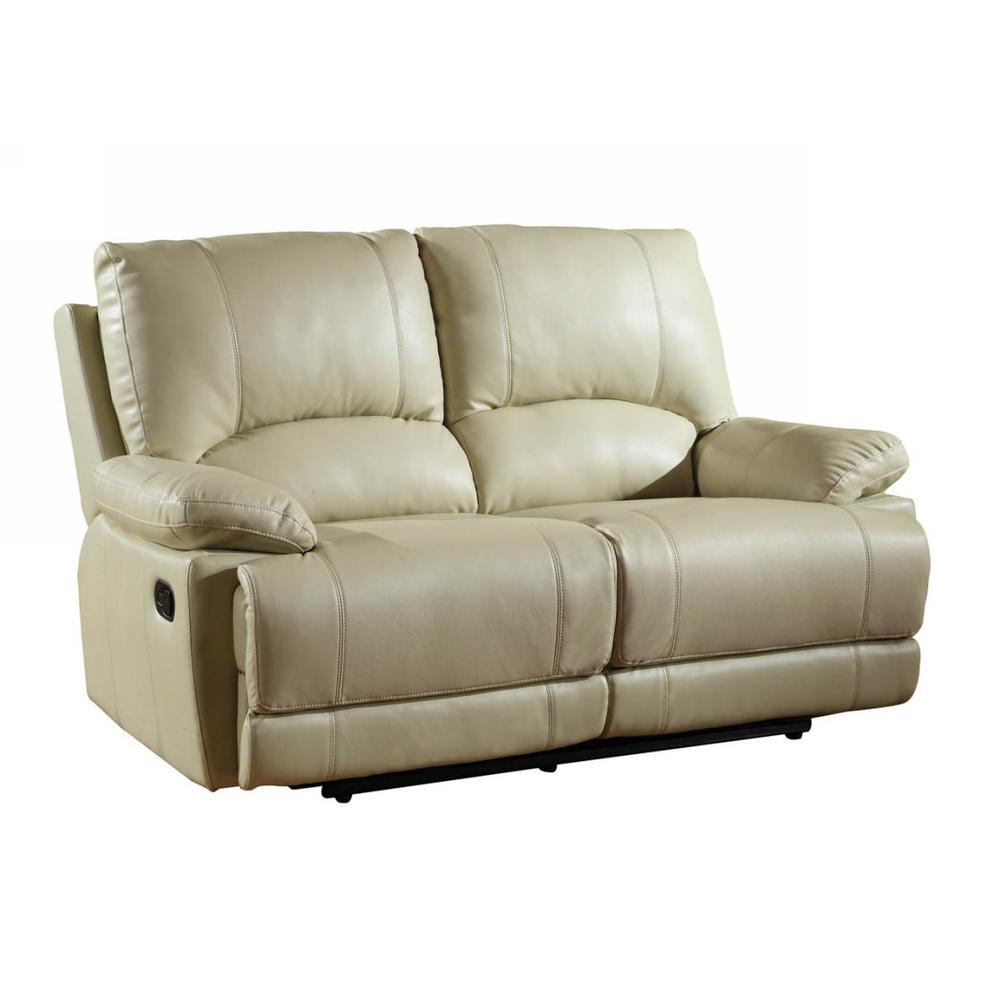 41" Stylish Beige Leather Loveseat - 329413. Picture 1