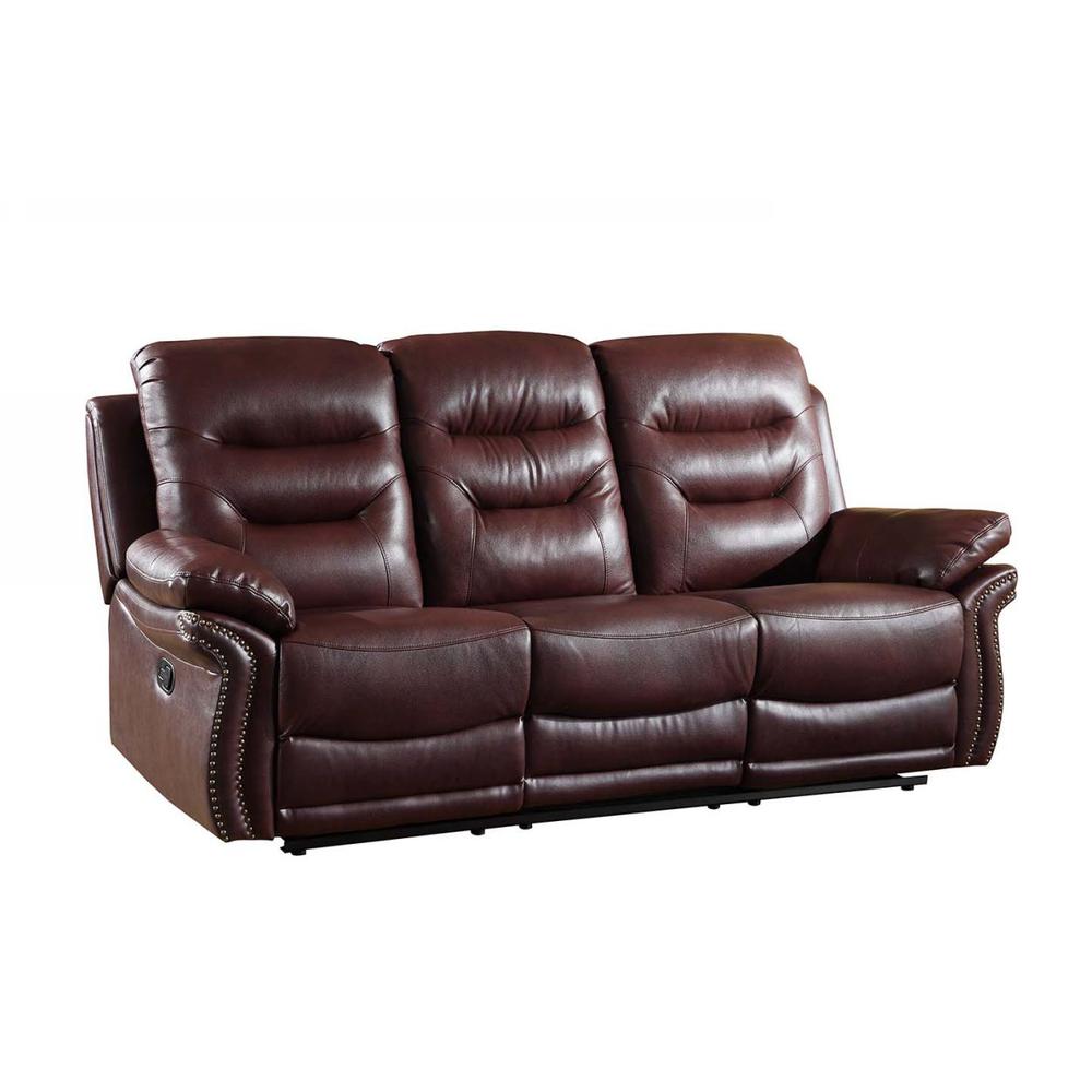 44" Comfortable Burgundy Leather Sofa - 329426. Picture 1