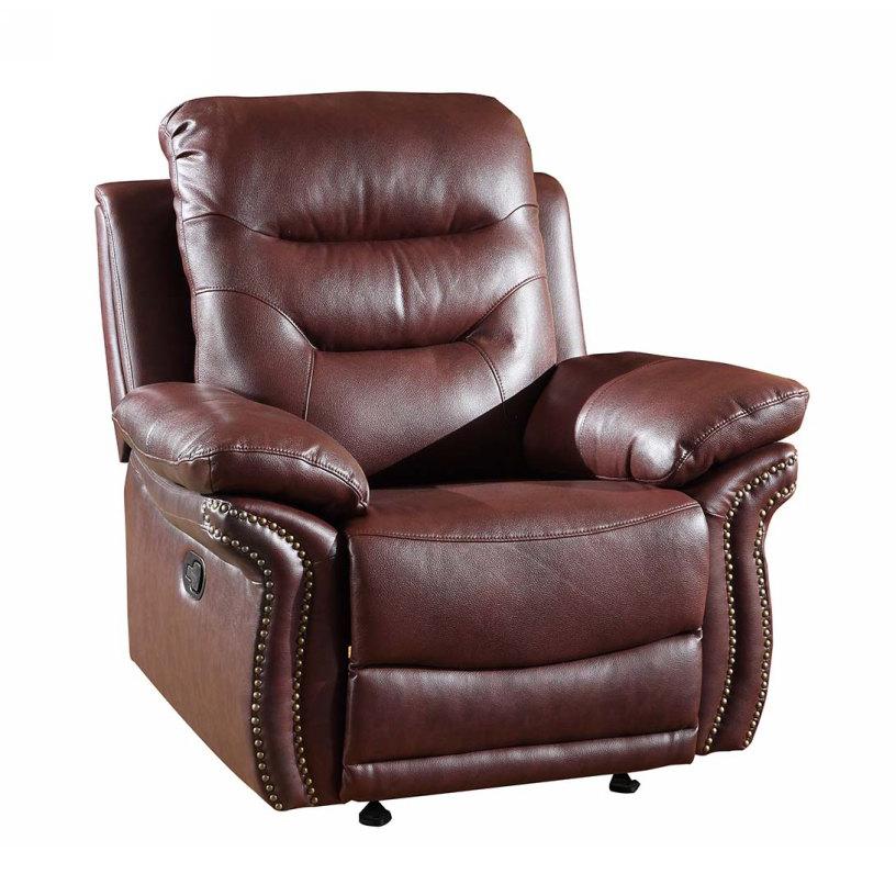 44" Burgundy Comfortable Leather Recliner Chair - 329428. Picture 1