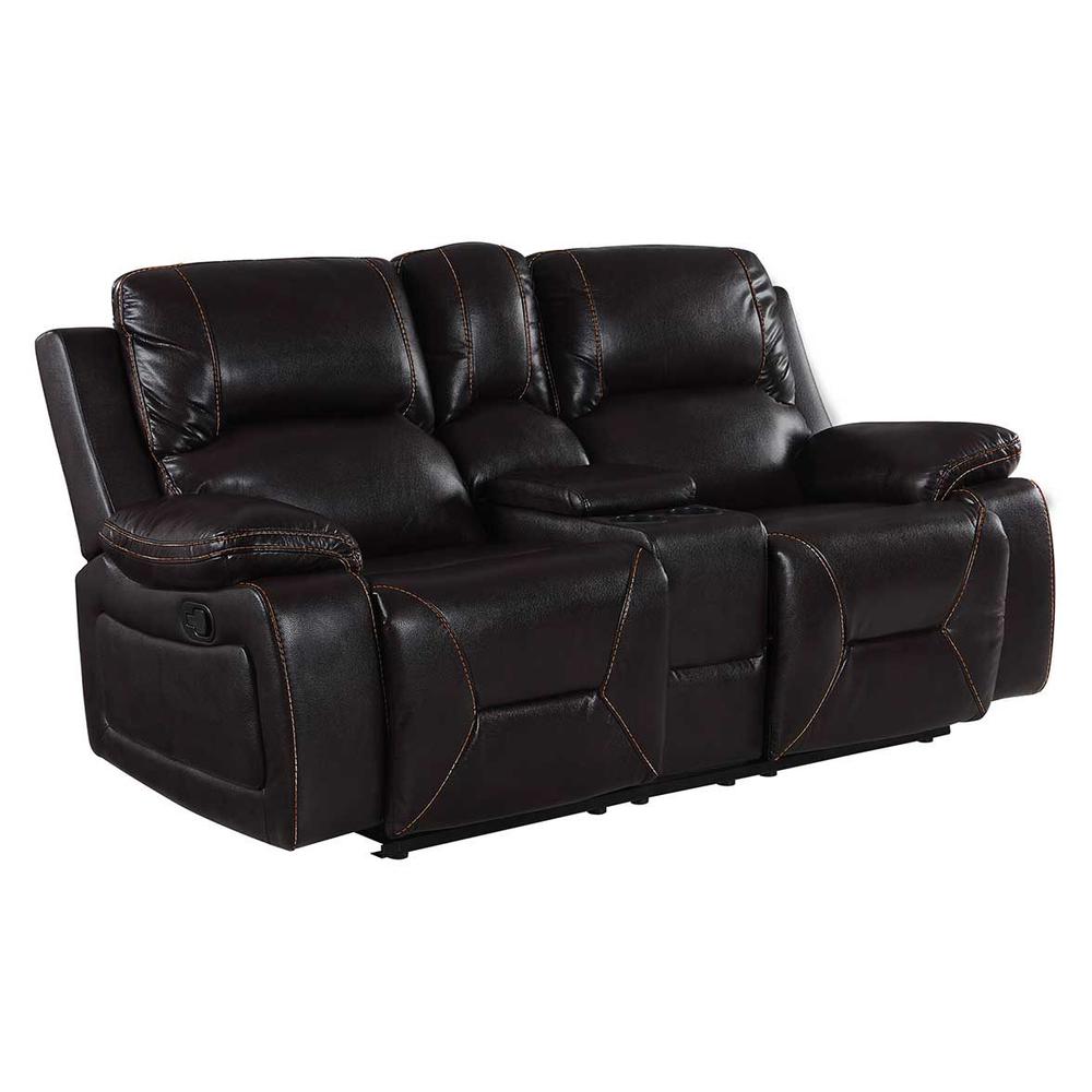40" Classy Brown Leather Loveseat - 329440. Picture 1