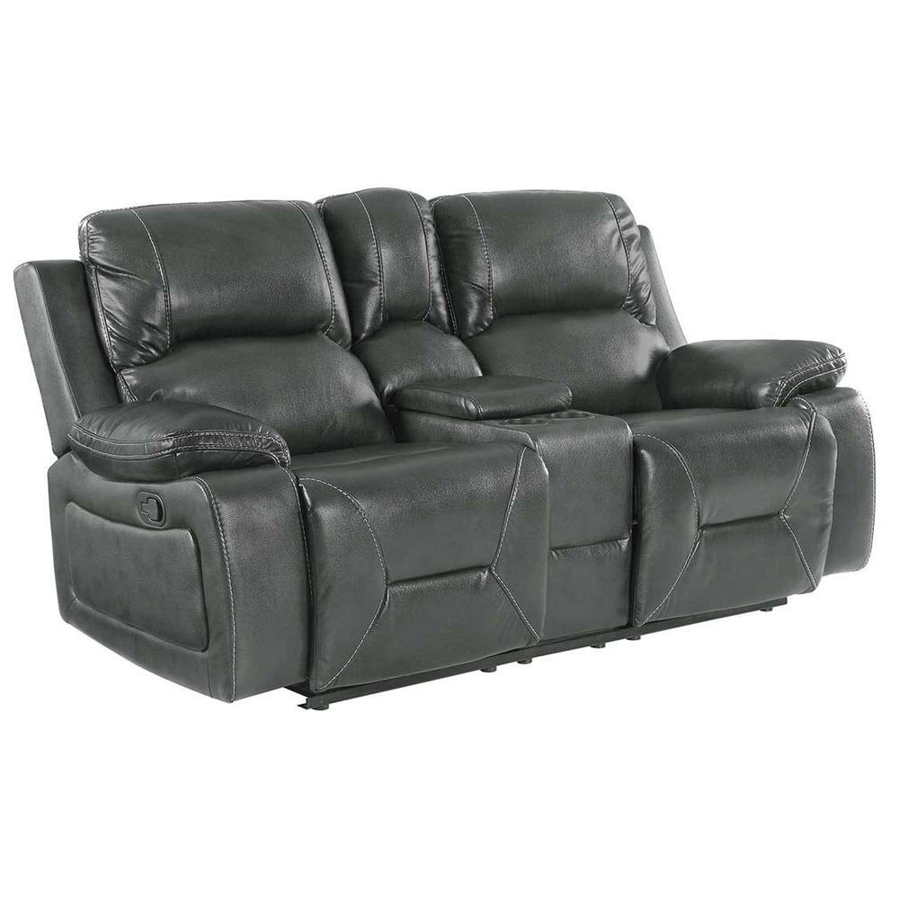 40" Classy Grey Leather Loveseat - 329444. Picture 1