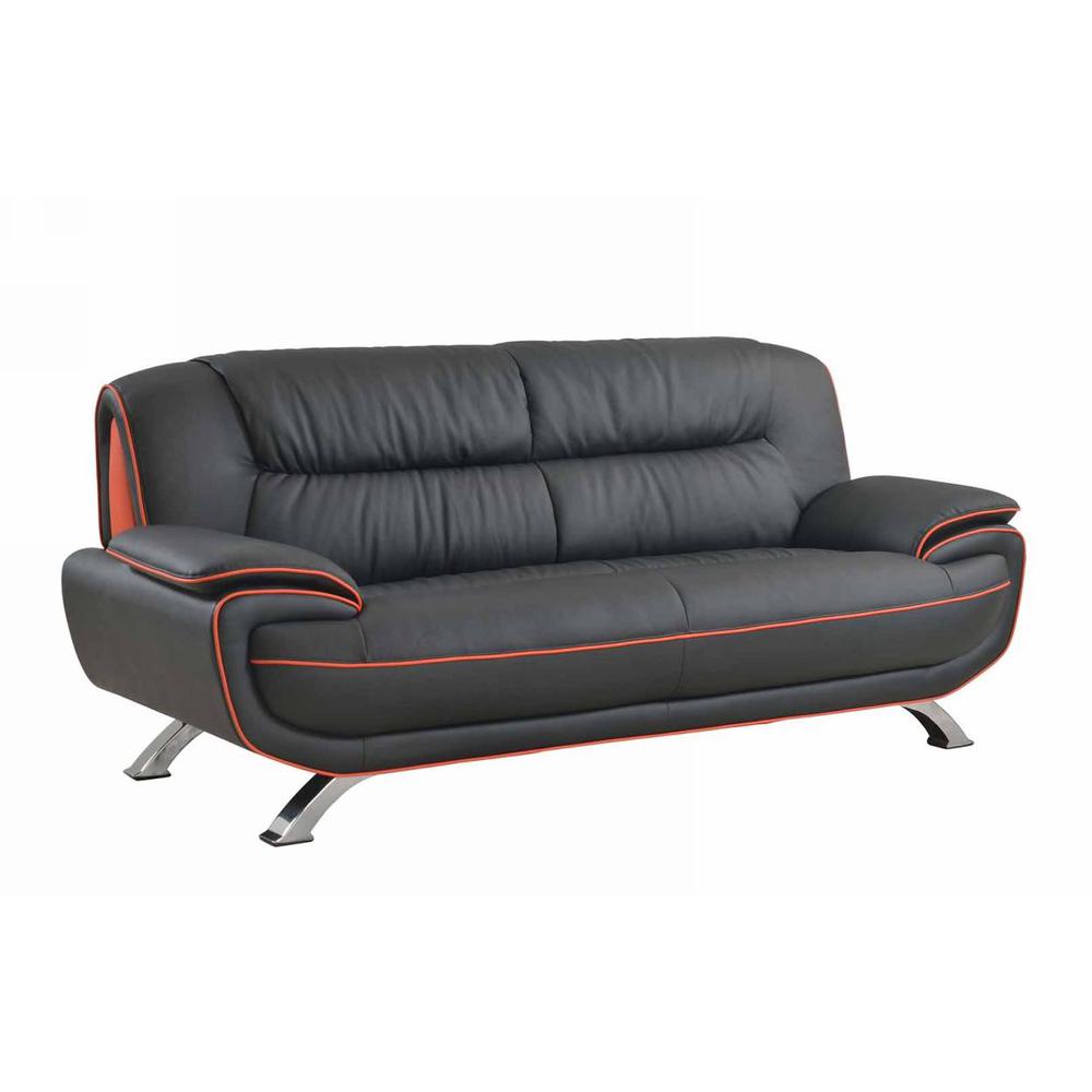 35" Sleek Black Leather Sofa - 329455. Picture 1