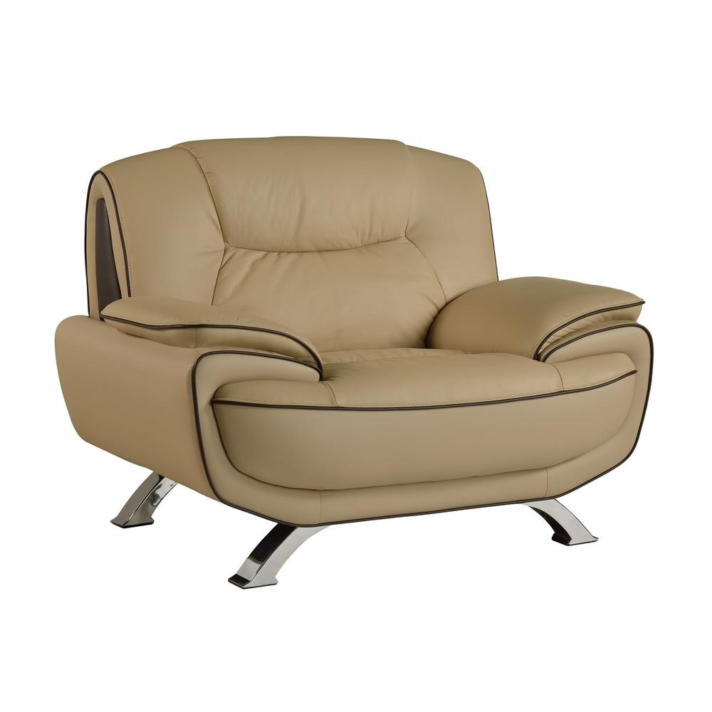 40" Beige Sleek Leather Recliner Chair - 329461. Picture 1