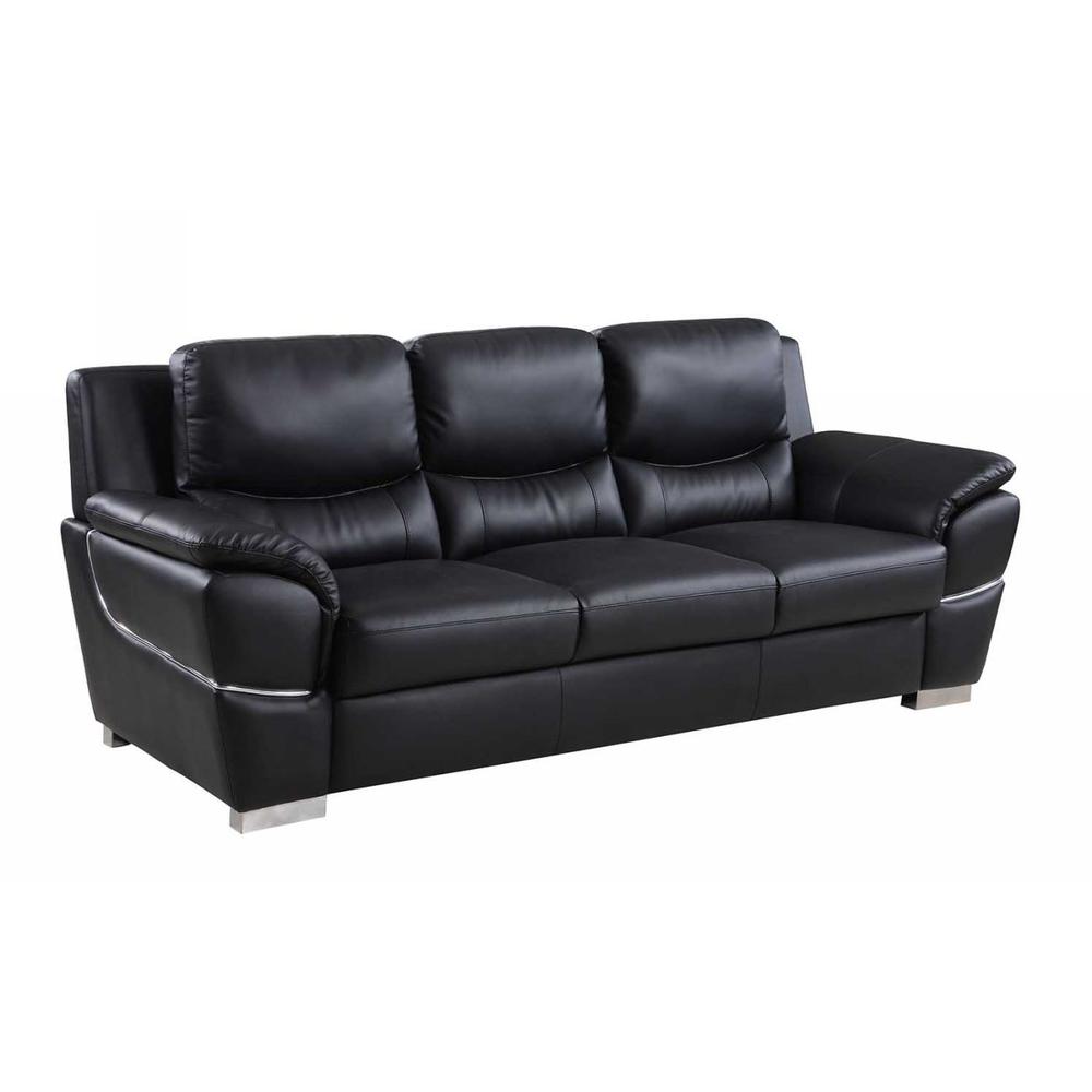 37" Chic Black Leather Sofa - 329475. Picture 1