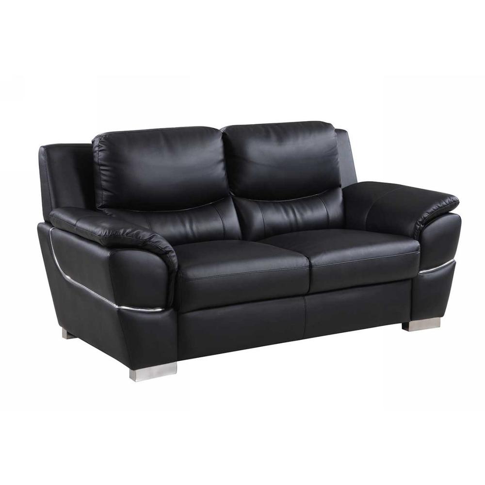 37" Chic Black Leather Loveseat - 329476. Picture 1