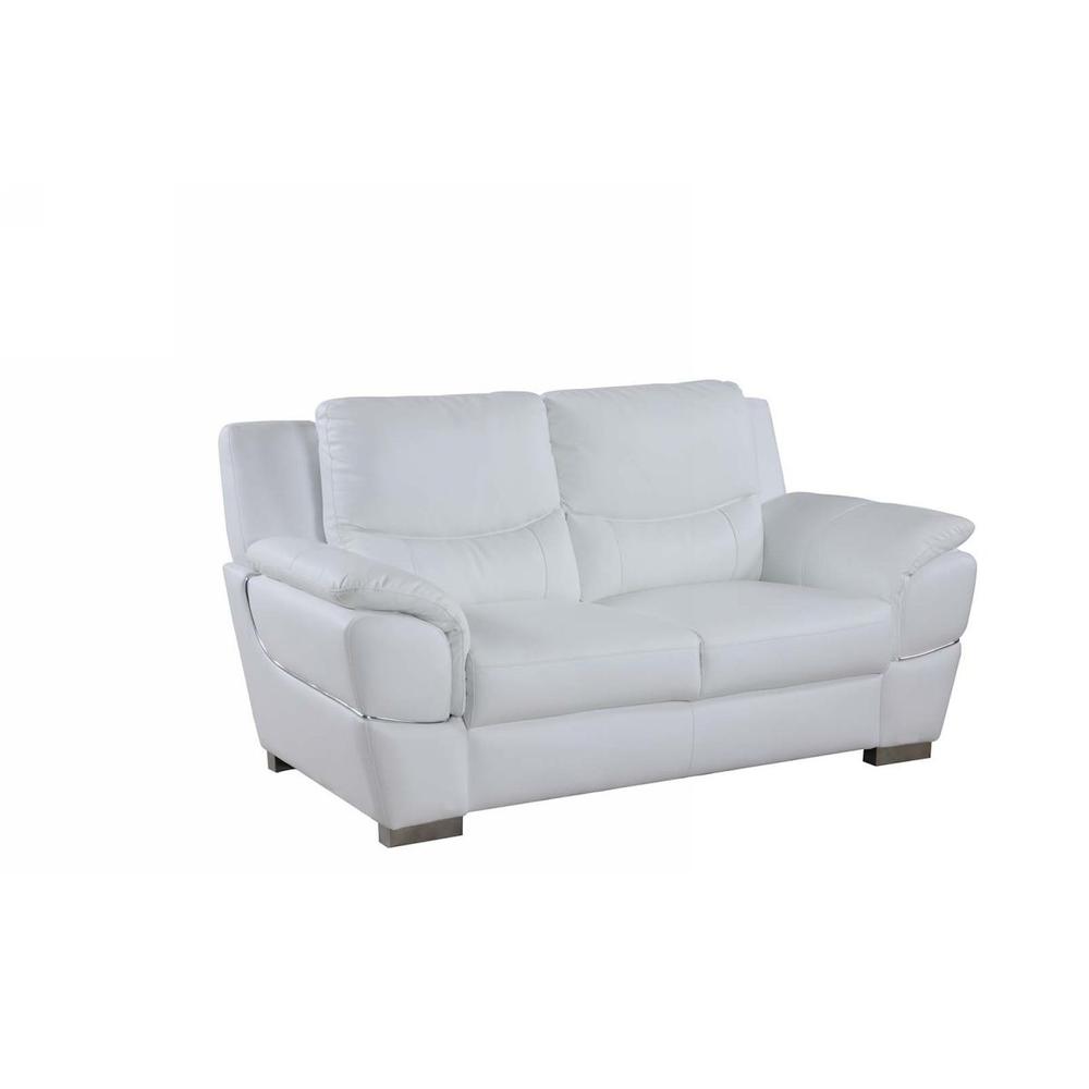 37" Chic White Leather Loveseat - 329480. Picture 1