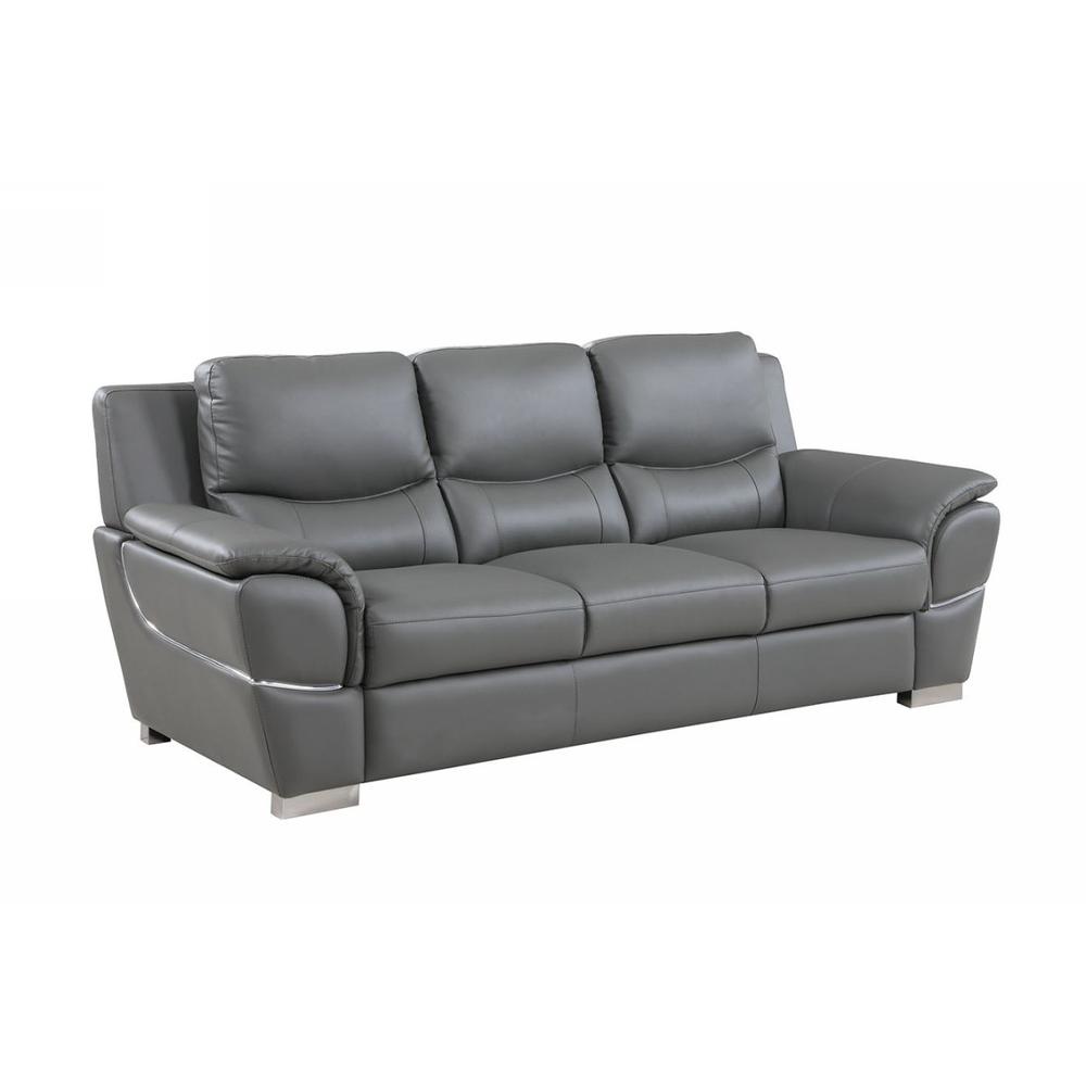 37" Chic Grey Leather Sofa - 329483. Picture 1