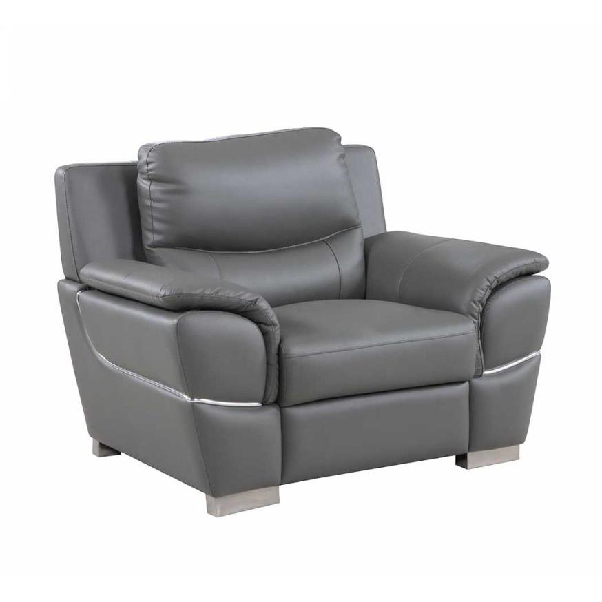37" Grey Chic Leather Recliner Chair - 329485. Picture 1