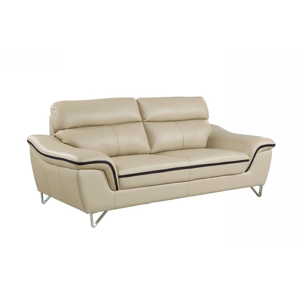 36" Charming Beige Leather Sofa - 329491. Picture 1