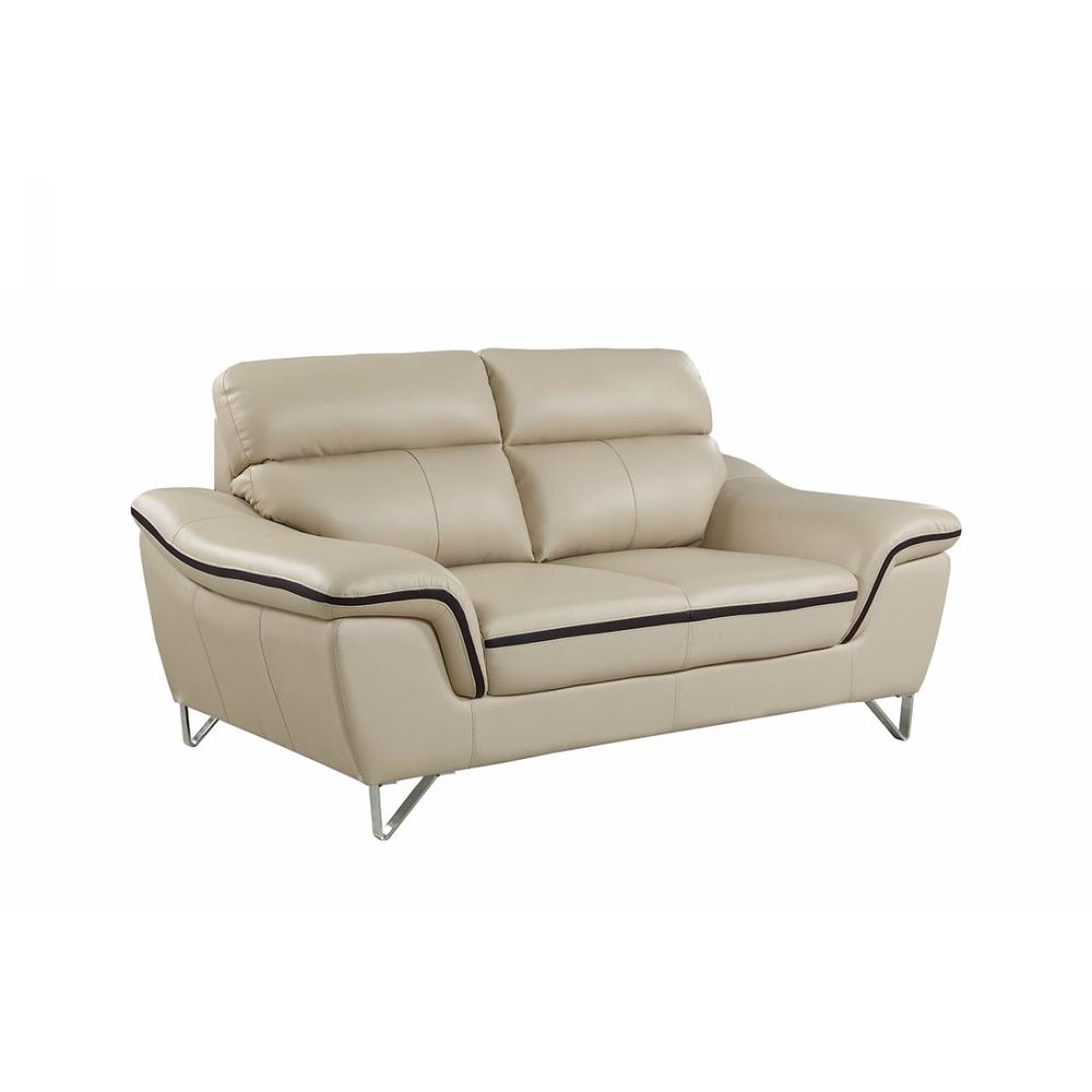 36" Contemporary Beige Leather Loveseat - 329492. Picture 1