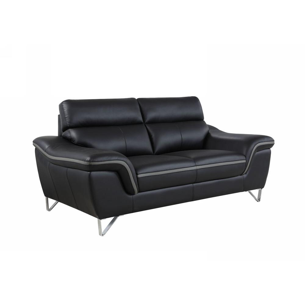 36" Contemporary Black Leather Loveseat - 329496. Picture 1