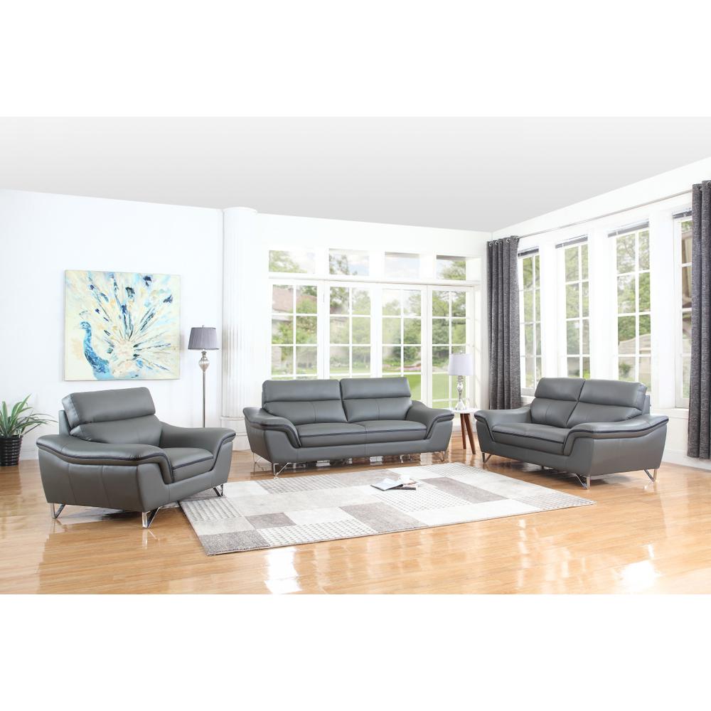 108" Charming Grey Leather Sofa Set - 329498. Picture 1