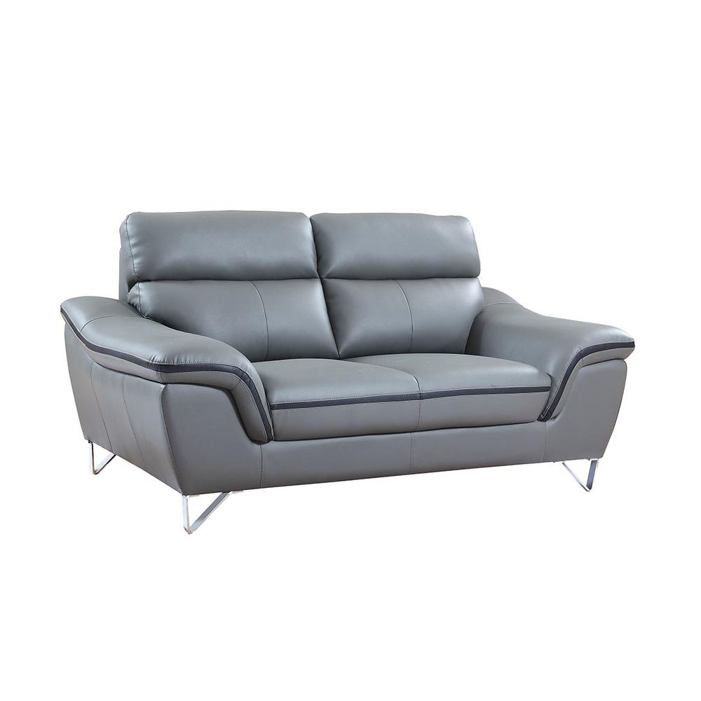 36" Contemporary Grey Leather Loveseat - 329500. Picture 1