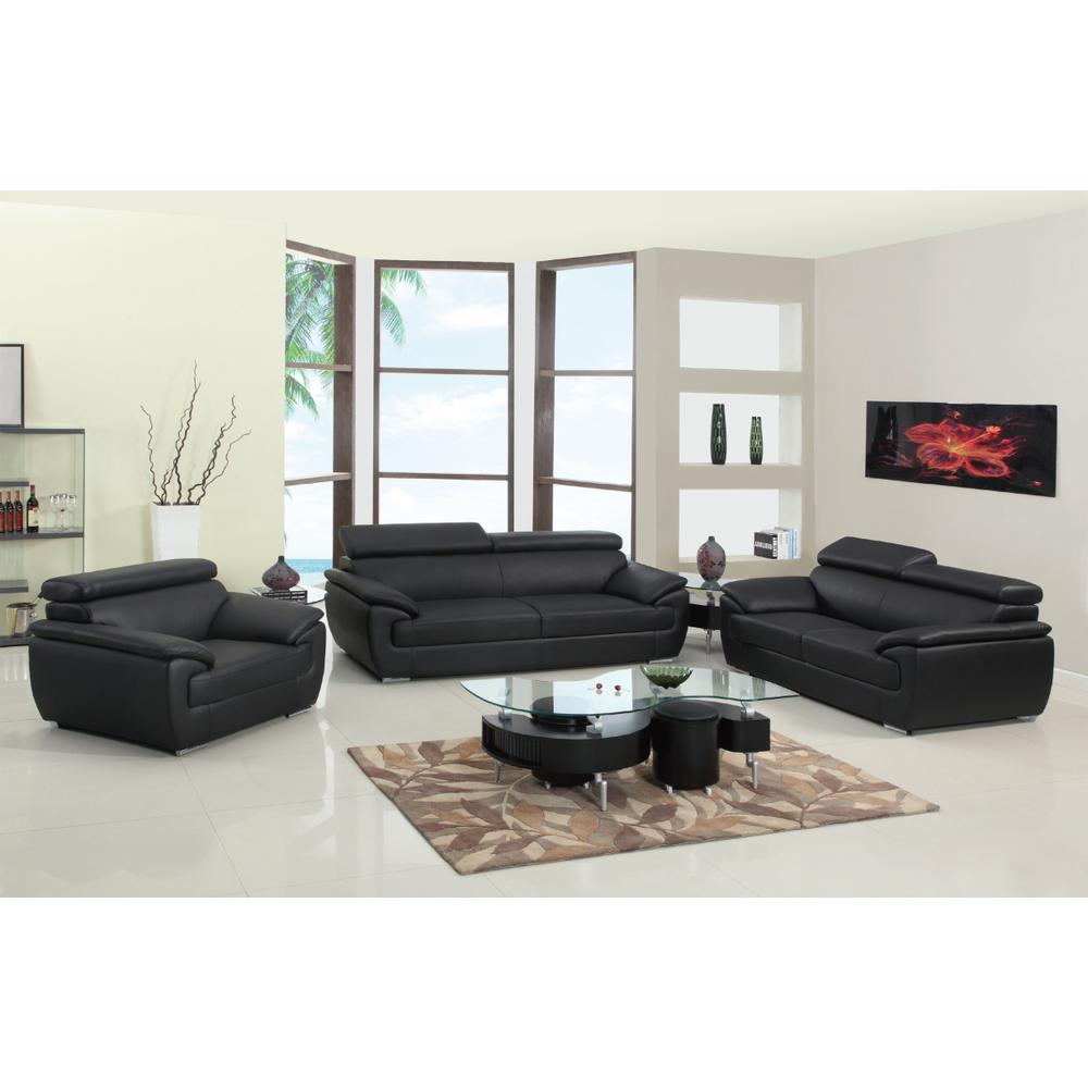 114" Captivating Black Leather Sofa Set - 329518. Picture 1