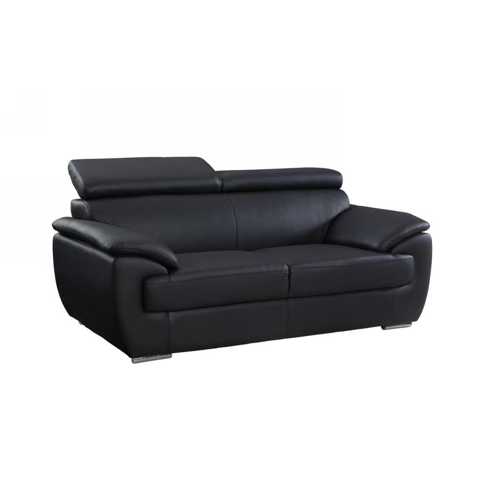32" to 38" Captivating Black Leather Loveseat - 329520. Picture 1