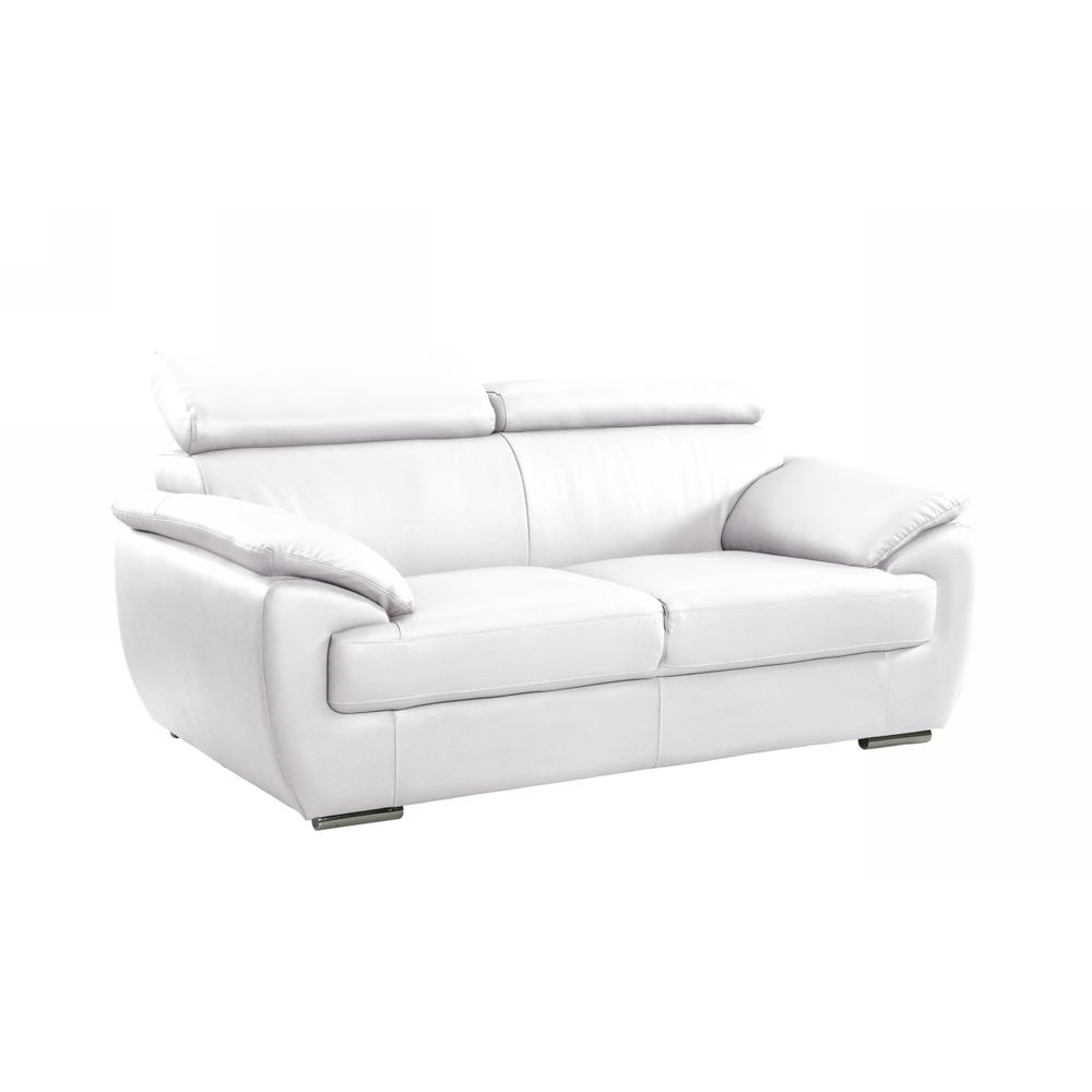 32" to 38" Captivating White Leather Loveseat - 329524. Picture 1