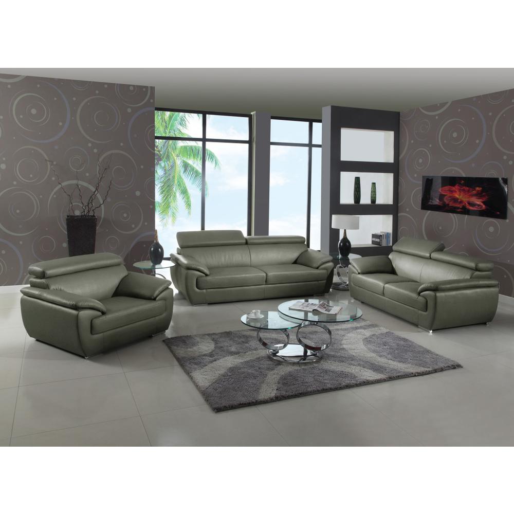 114" Captivating Grey Leather Sofa Set - 329526. Picture 1