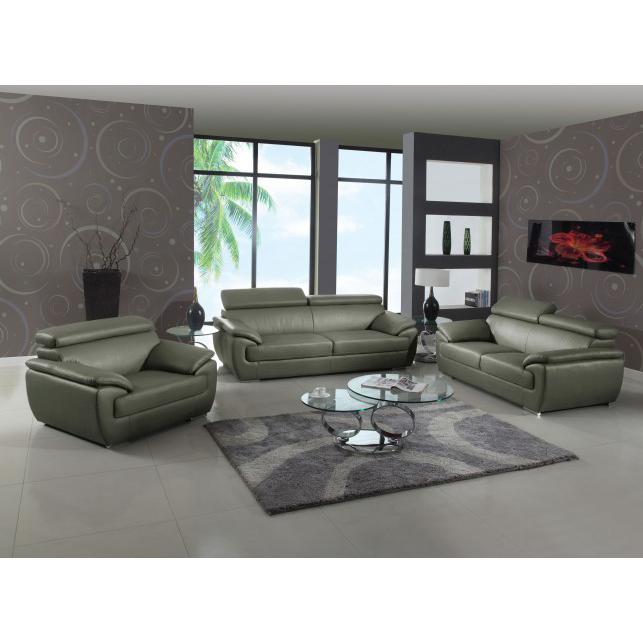 86" Captivating Grey Leather Sofa - 329527. Picture 1
