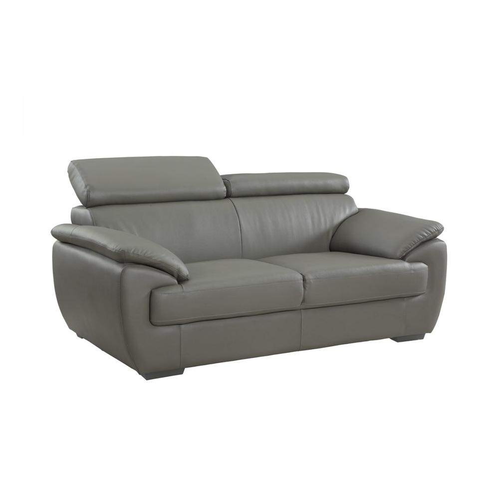 32" to 38" Captivating Gray Leather Loveseat - 329528. Picture 1