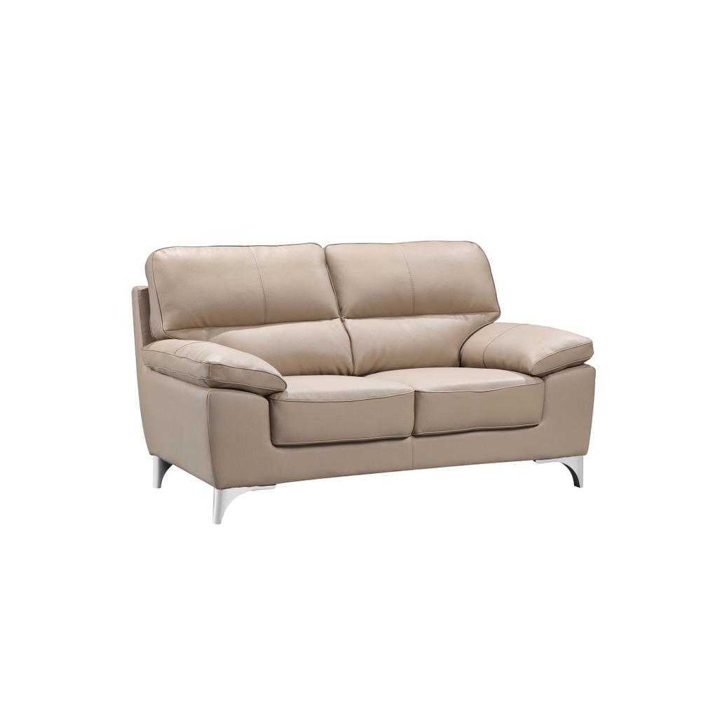 37" Classy Beige Leather Loveseat - 329567. Picture 1