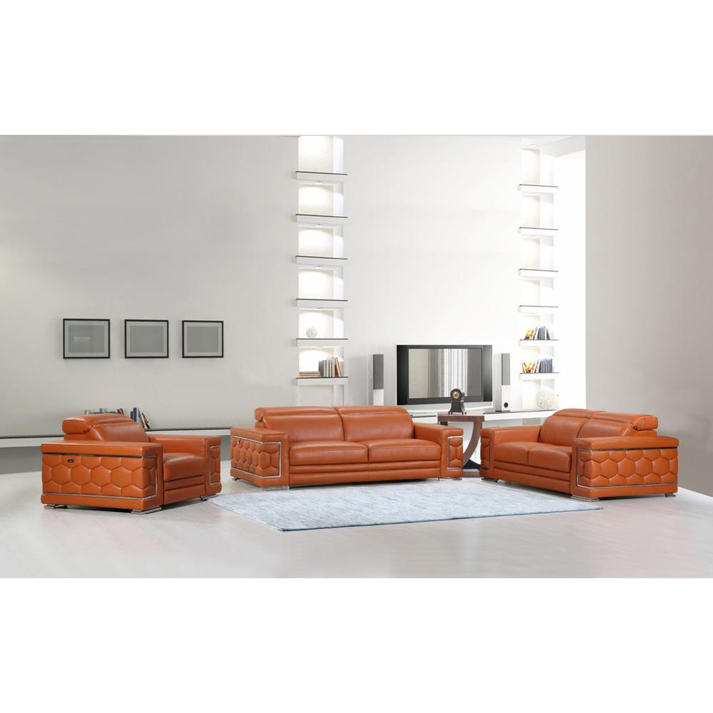 114" Sturdy Camel Leather Sofa Set - 329584. Picture 1