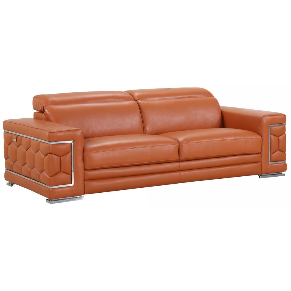 89" Sturdy Camel Leather Sofa - 329585. Picture 1