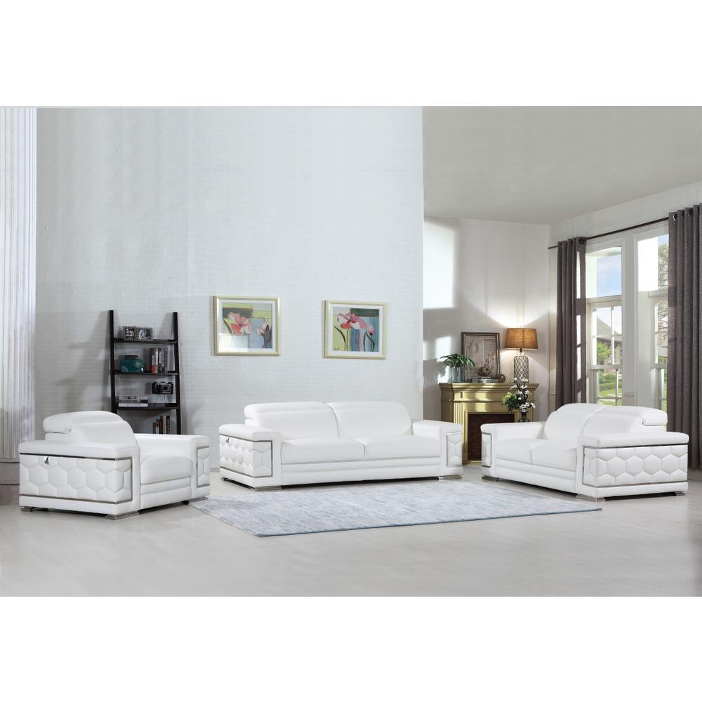 114" Sturdy White Leather Sofa Set - 329592. Picture 1