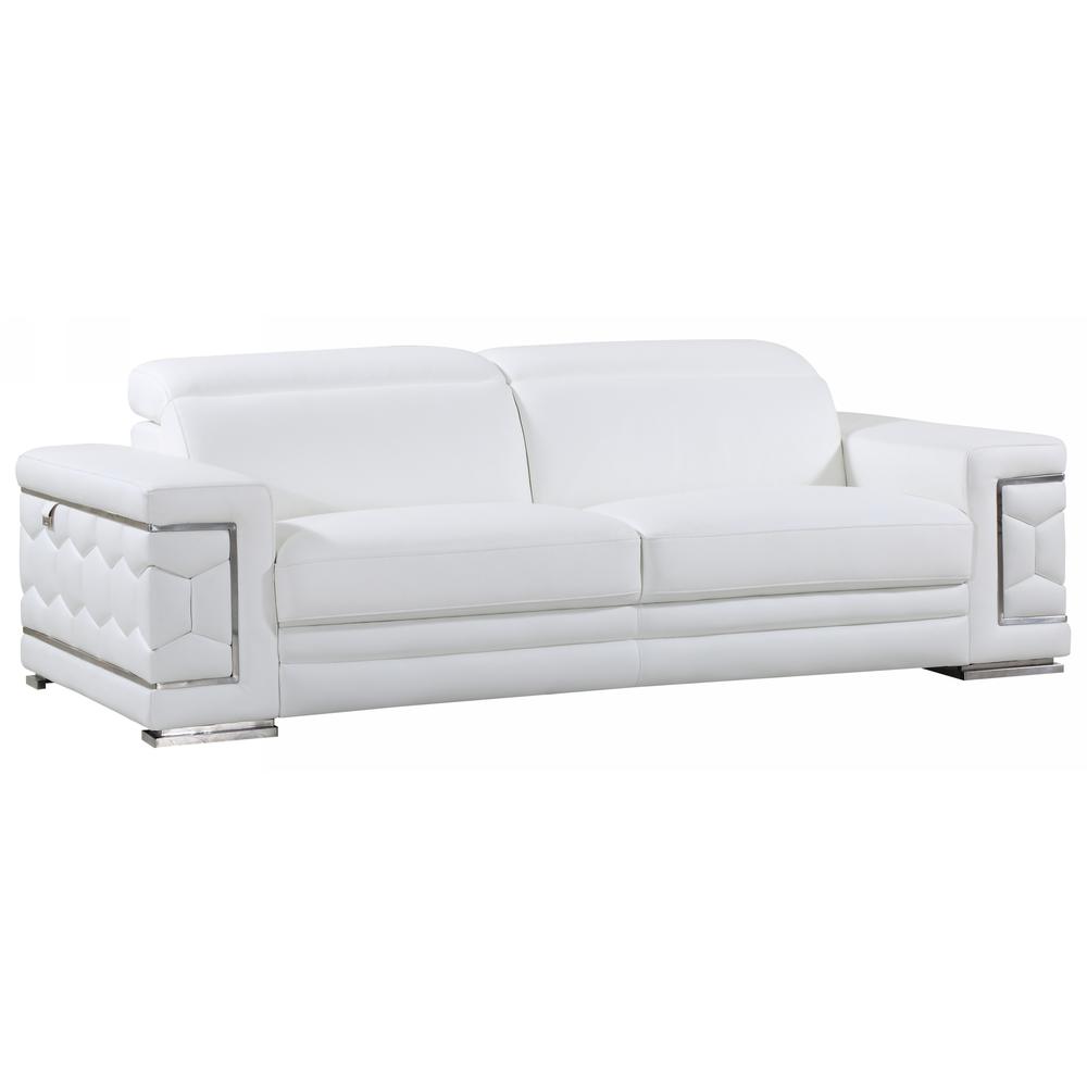 89" Sturdy White Leather Sofa - 329593. Picture 1
