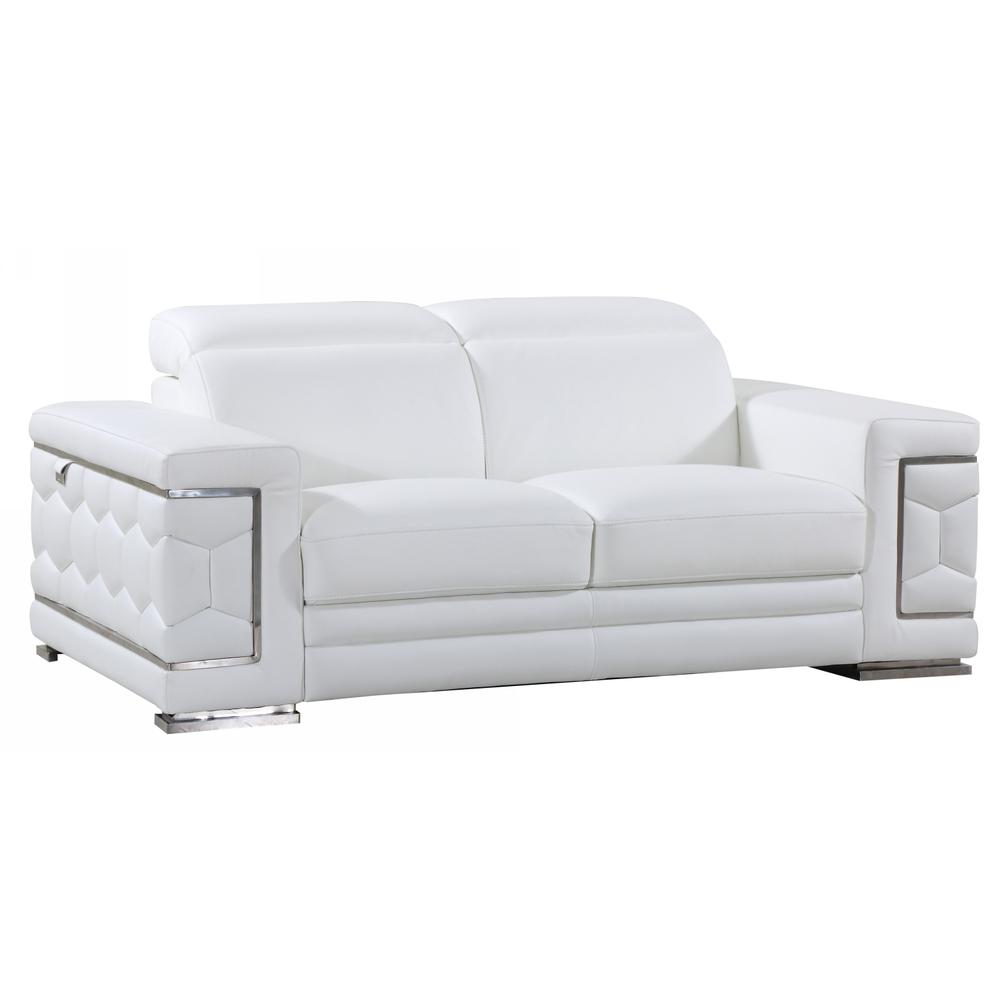 71" Sturdy White Leather Loveseat - 329594. Picture 1
