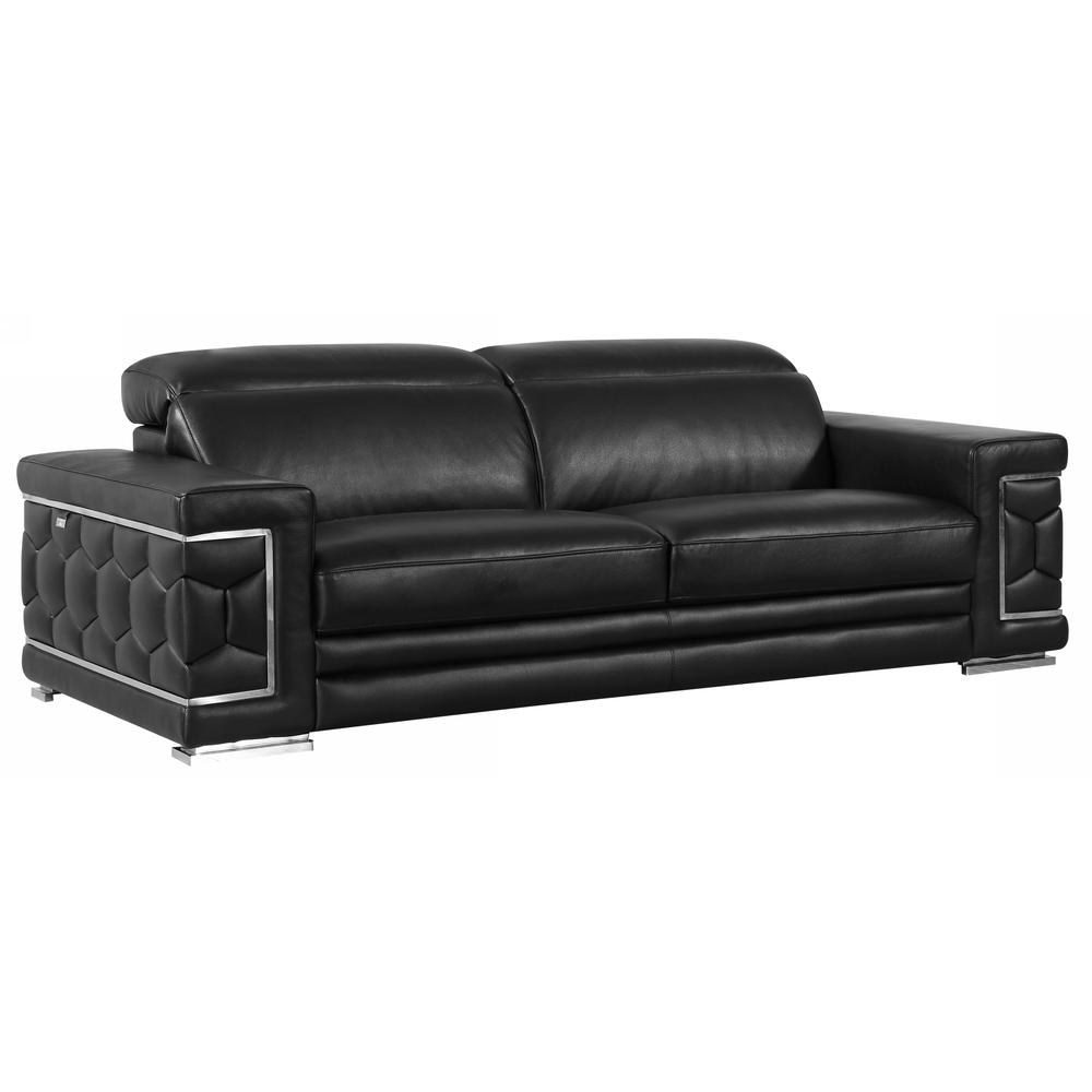 89" Sturdy Black Leather Sofa - 329597. Picture 1