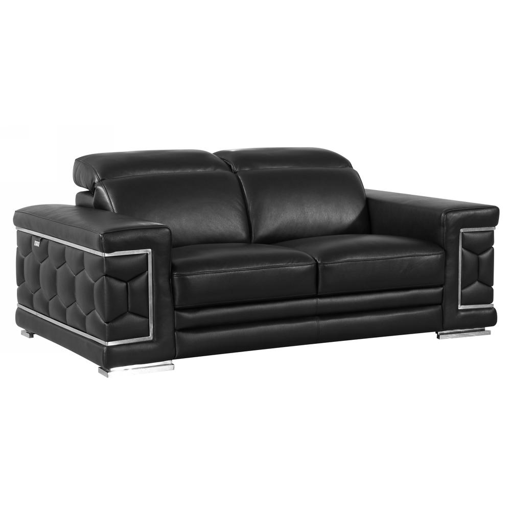 71" Sturdy Black Leather Loveseat - 329598. Picture 1