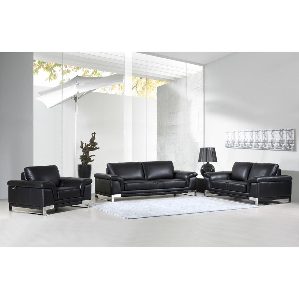 96" Lovely Black Leather Sofa Set - 329612. Picture 1