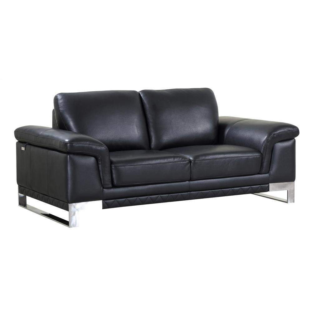 32" Lovely Black Leather Loveseat - 329614. Picture 1