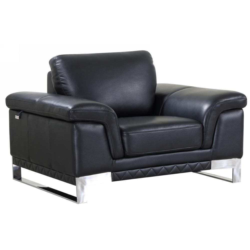 32" Black Lovely Leather Chair - 329615. Picture 1
