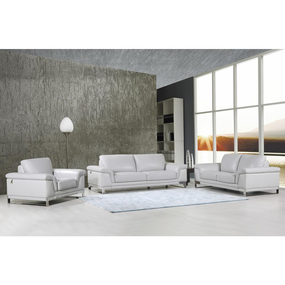 96" Lovely Light Gray Leather Sofa Set - 329616. Picture 1