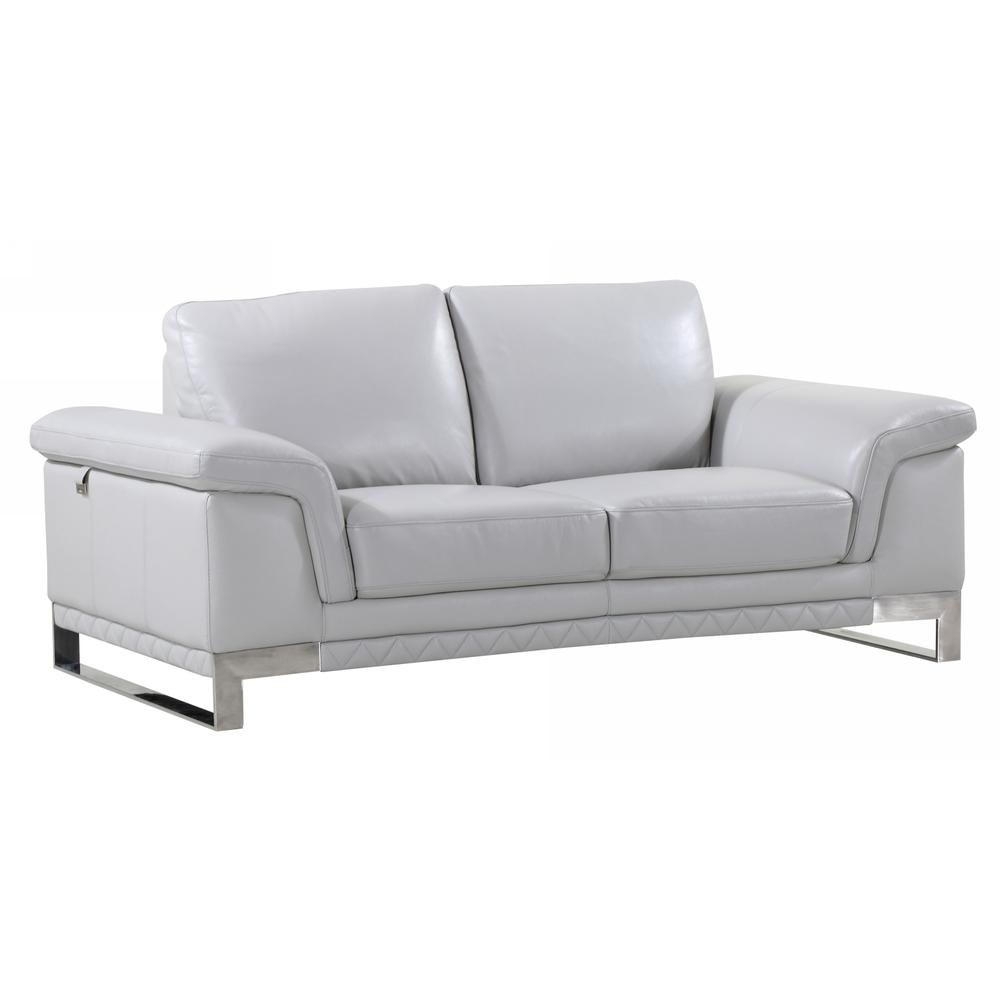 32" Lovely Light Grey Leather Loveseat - 329618. Picture 1