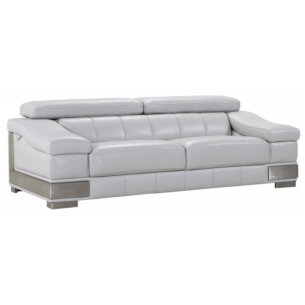 92" Lovely Light Grey Leather Sofa - 329621. Picture 1