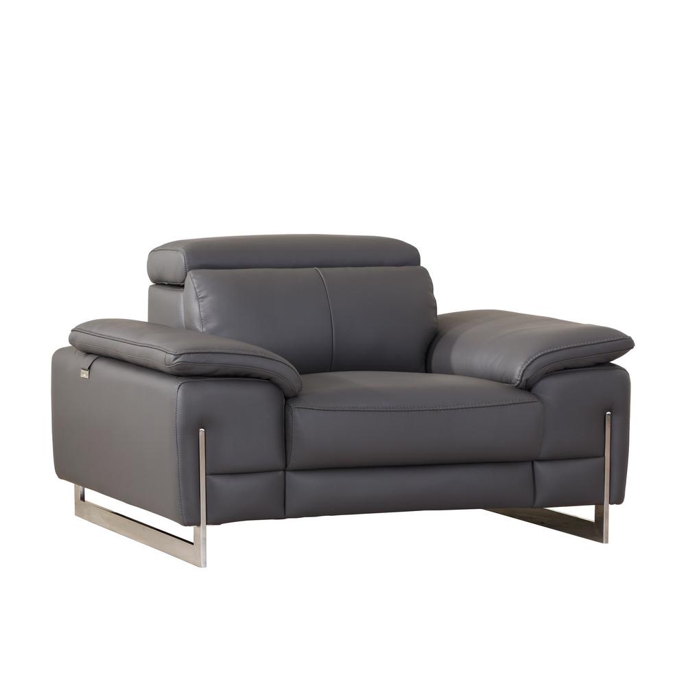 31" Dark Grey Tasteful Leather Chair - 329678. Picture 1