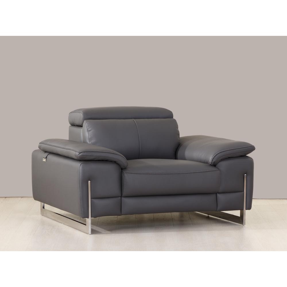 31" Dark Grey Tasteful Leather Chair - 329678. Picture 2