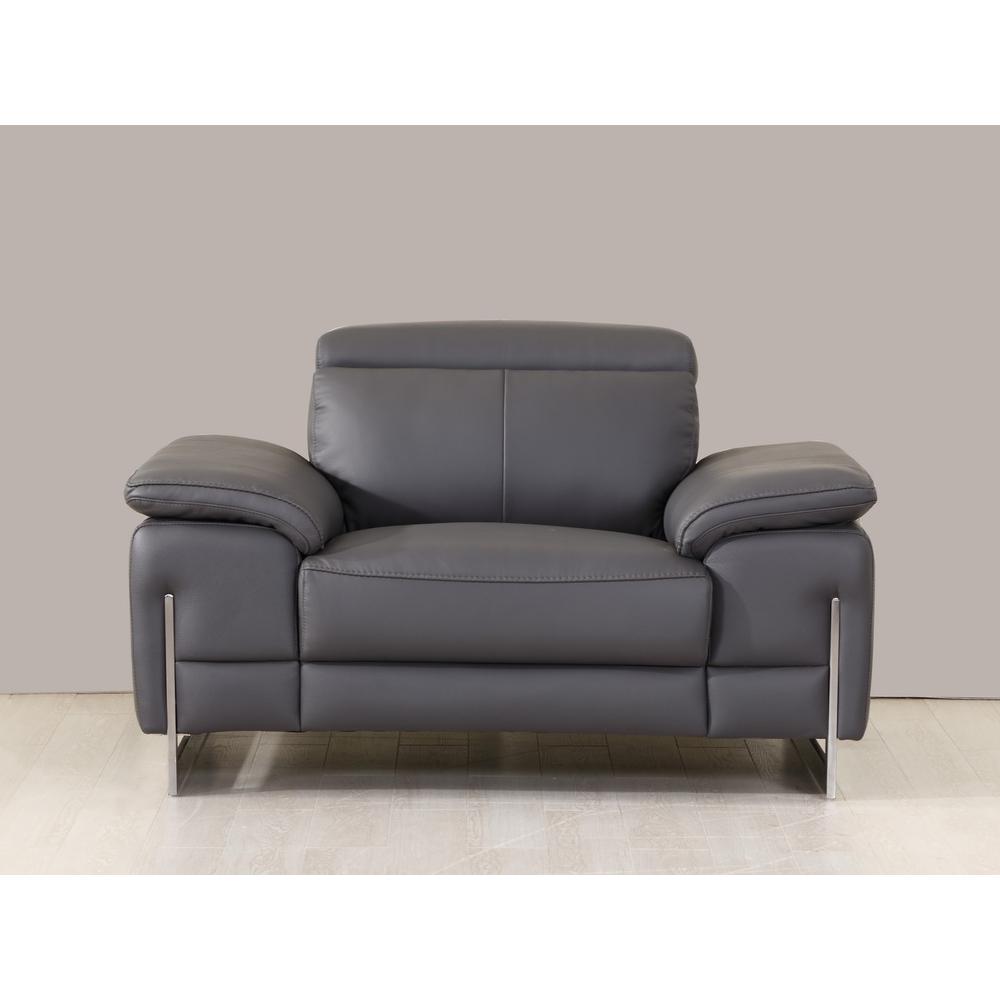31" Dark Grey Tasteful Leather Chair - 329678. Picture 3